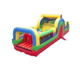 30' Inflatable Obstacle Course, Retro Rainbow