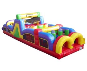 40' Inflatable Obstacle Course, Retro Rainbow