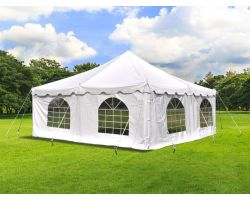 20' X 20' Commercial Steel Pole Tent with Sidewalls - White