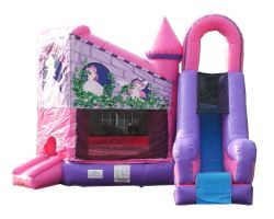 Inflatable Bounce House with Slide, Pink Princess