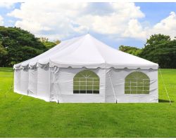 20' X 40' Commercial Steel Pole Tent with Sidewalls - White