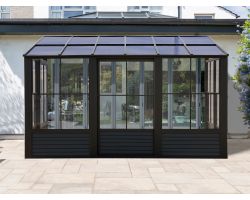 Florence - Wall Mounted Solarium 10x12 Polycarbonate Roof in black