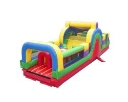 30' Inflatable Obstacle Course, Retro Rainbow