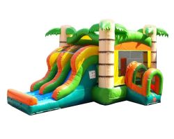 Inflatable Bounce House with Double Lane Slide, Tropical