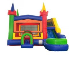 Modular Inflatable Water Bounce House with Slide, Rainbow