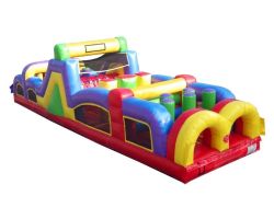 40' Inflatable Obstacle Course, Retro Rainbow