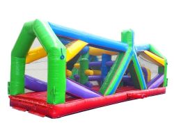 30' Extreme Inflatable Obstacle Course, Retro Rainbow Unit 5