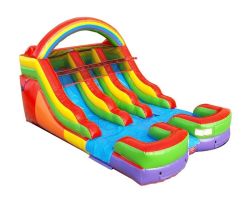 12' Double Lane Inflatable Water Slide, Rainbow