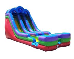 18' Double Lane Inflatable Water Slide, Retro Rainbow
