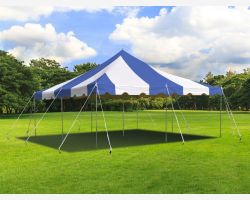 20' X 20' Commercial Steel Pole Tent - Blue and White