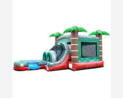 Inflatable Water Bounce House with Slide, Red Marble