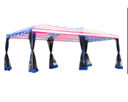10' X 20' Easy Pop Up Party Tent with Mesh Walls - American Flag