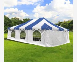 20' X 30' Commercial Steel Pole Tent with Sidewalls - Blue