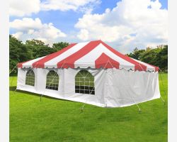 20' X 30' Commercial Steel Pole Tent with Sidewalls - Red