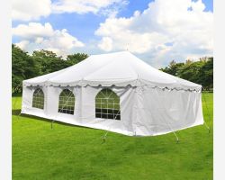 20' X 30' Commercial Steel Pole Tent with Sidewalls - White