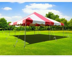 20' X 20' Commercial Steel Pole Tent - Red and White