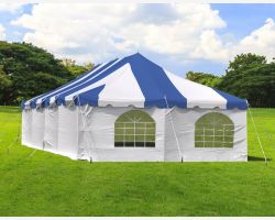 20' X 40' Commercial Steel Pole Tent with Sidewalls - Blue