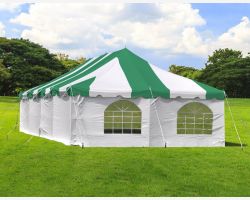 20' X 40' Commercial Steel Pole Tent with Sidewalls - Green