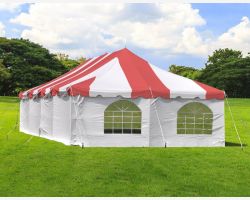 20' X 40' Commercial Steel Pole Tent with Sidewalls - Red