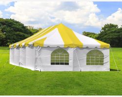 20' X 40' Commercial Steel Pole Tent with Sidewalls - Yellow