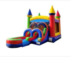 Inflatable Water Bounce House with Slide, Rainbow