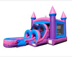 Inflatable Water Bounce House with Slide, Pink
