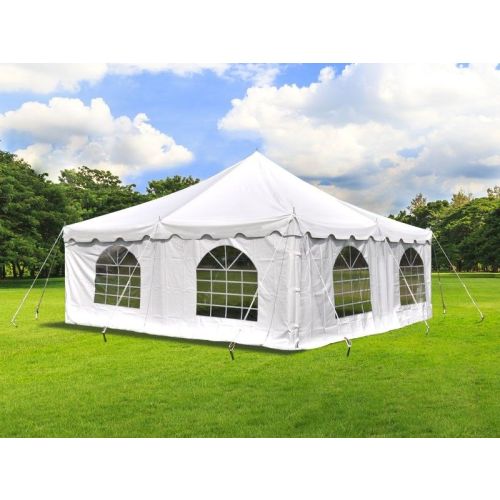 20' X 20' Commercial Steel Pole Tent with Sidewalls White
