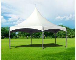 30' Commercial High Peak Hexagon Tent - White