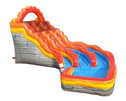 19' Double Lane Curved Inflatable Water Slide, Fire Marble