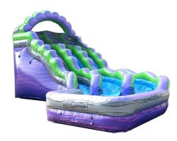 19' Double Lane Curved Inflatable Water Slide, Purple Marble
